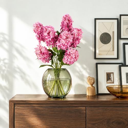 Ttranewsoo Fake Flowers Hydrangea Silk Flowers with Stems, Fake Grayish Hydrangea Artificial Flowers Winter Flowers Artificial for Decoration Vase Decor 24"（Dusty Rose） 8PCS Wthout Vase - Image 5