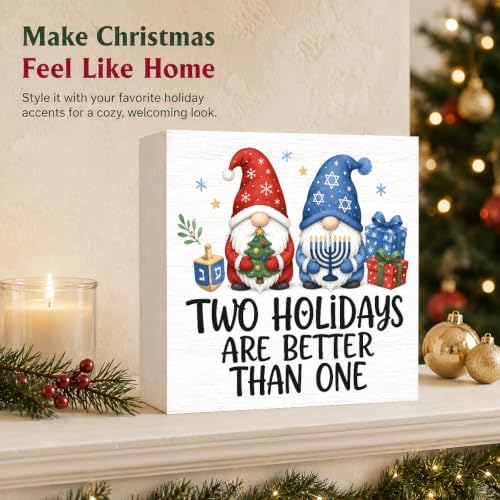 Christmas Decorations Hanukkah Gnome Two Holidays Are Better Than One Sign - Image 5