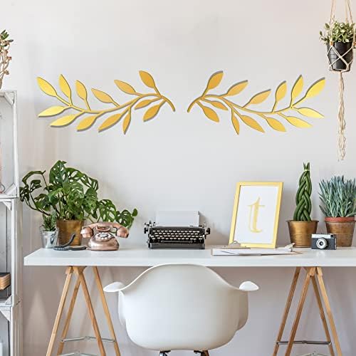 Zhengmy 2 Pcs Metal Leaf Wall Art Vine Branch Decor,Gold - Image 4