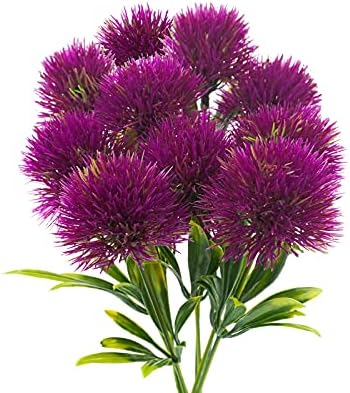 Uieke 10 Pcs Dandelion Artificial Flowers Purple Flowers Fake Plants Flower Bouquet Plastic Flowers for Home DIY Decoration Wedding Decor by Uieke