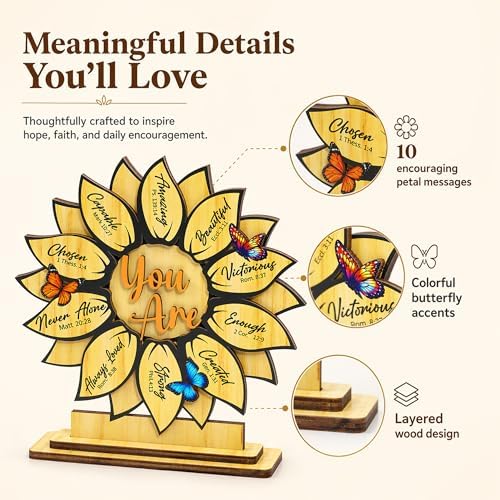 Christian Sunflower Gifts for Women, Birthday Gifts For Women, Religious Gifts for Sister, Friend, Daughter Sister, Wife, Daughter, Coworker, Teacher, Sunflower Decor - Image 4