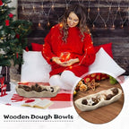 Nuogo 16 Inch Wooden Wavy Edge Dough Bowl Supplies, Light Wood Color - Image 5