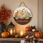 Fall Floral Pumpkin Decorations for Home, Fall Welcome Wooden Sign - Image 4