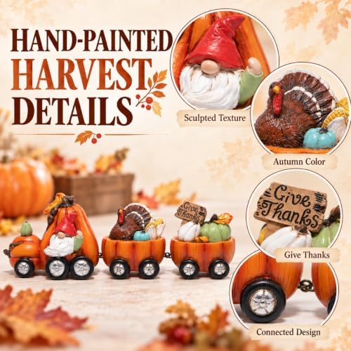 Hodao 8.5IN Fall Pumpkin Figurines Thanksgiving Decorations for Indoor Home - Image 6