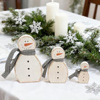Threehoney 3 Piece Wooden Snowman Christmas Table Decor - Image 4