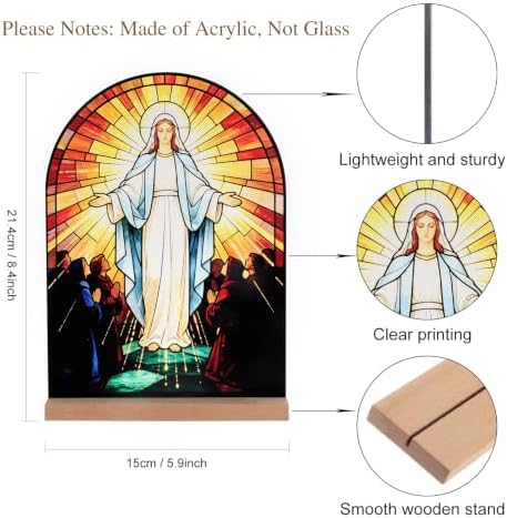 KOMI Catholic Icon Virgin Mary Stand Ornament Statue Acrylic Home Altar Decor Christian Gifts - Image 3
