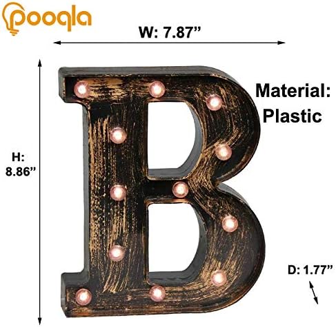 Pooqla Vintage Light Up Marquee Letters with Lights – Illuminated Industrial Style Lighted Alphabet Letter Signs - Coffee Bar Apartment Bedroom Wall Home Initials Decor A-Z - Image 4