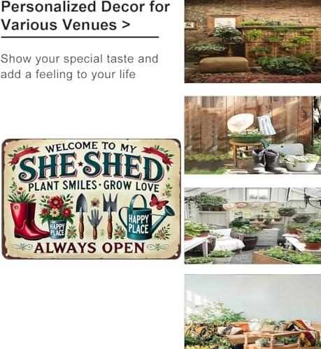 Bestylez Garden Gifts Welcome To My She Shed Vintage Gardening Signs for Home Garden Greenhouse Living Room Bedroom Yard Outdoor Decor 8X12 Inch (3372) - Image 3