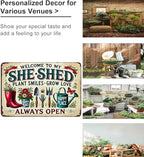 Bestylez Garden Gifts Welcome To My She Shed Vintage Gardening Signs for Home Garden Greenhouse Living Room Bedroom Yard Outdoor Decor 8X12 Inch (3372) - Image 3