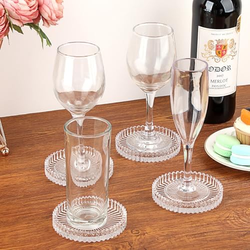 Modern Clear Coaster Set of 5- Glass Coasters for Drinks, Crystal Clear - Image 2