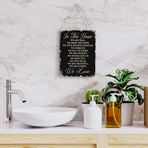 In This House Wooden Hanging Sign, House Rules Signs, Farmhouse Living Room Home Decor Wall Art, Inspirational Family Quote, Scripture Wooden Hanging Sign for Farmhouse Home Wall Art Decoration - Image 5