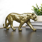 Cheetah Statue Home Decor Leopard Sculpture Resin Sitting Cheetah Figurine Desktop Table Top Ornament Decoration for Home Office-Gold Or Silver (Walking-Champagne Gold) - Image 6