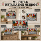 Funny Chicken Metal Signs Vintage Rooster Farmhouse Decor for Kitchen Chicken Coop Lovers Rustic Country Wall Art Sign Gift Live Like Someone Left The Gate Open Tin Sign 12x16 Inch - Image 4