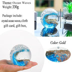 Qianwei Ocean Waves Hand Blown Glass Decor Crystal Ball Sea Figurines Gifts - Image 5