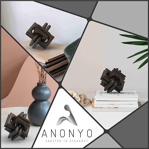 Boho Wooden Chain Links Decorative Object for Coffee Table & Shelf | Handmade Mango Wood Knot Sculpture | Rustic Modern Arch Décor for Living Room, Entryway, Console,Office Home Accent (Black) - Image 4