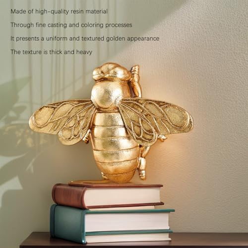 KISWIAR Gold Bee Wall Decor, 3D Hanging Honey Bee Wall Sculpture, Resin Insect Animal Figurine Natural Themed Home Decoration for Tabletop Living Room Bedroom (Antique Gold) - Image 3
