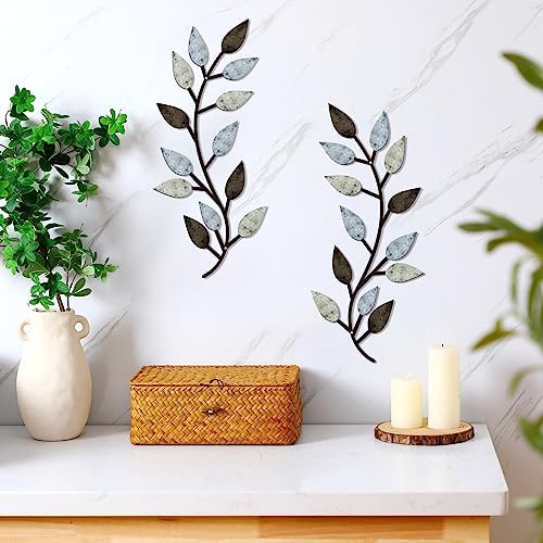 Zhengmy 2 Pcs Metal Leaf Wall Art Vine Branch Decor,Pastel Colors - Image 6