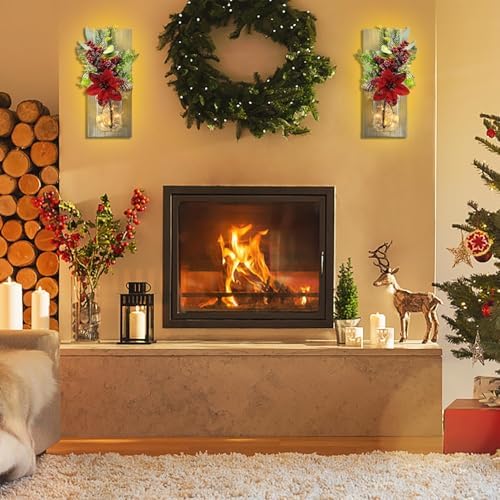 Mason Jar Sconce Decor Rustic Wall Sconces Christmas Wall Art Hanging - Image 5