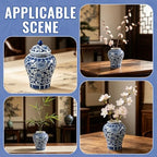 Small Blue and White Ginger Jar with Lid, 7.87 Inch Ceramic Chinoiserie Ginger Jar, Decorative Porcelain Ginger Vase with Exquisite Floral Patterns for Home, Living Room & Office - Image 6