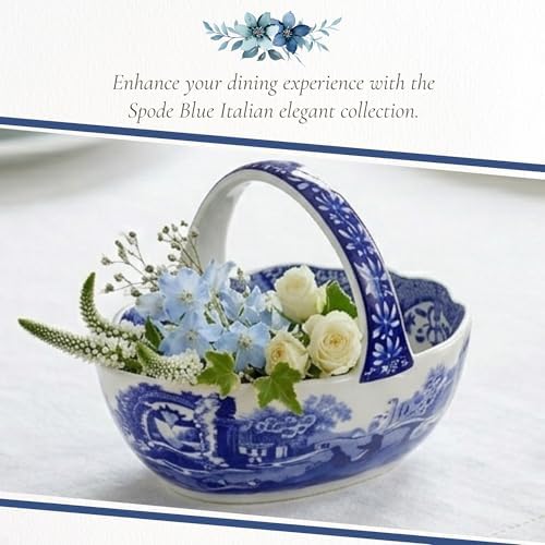 Spode Blue Italian Porcelain Handled Basket with Chip-Resistant Glaze - 6 Inch Decorative Serving Dish for Holiday Gift Giving, Hostess Presentation, Seasonal Table Accents - Image 6