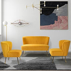 HULALA HOME 3 Piece Velvet Living Room Furniture Set, Modern Comfy Upholstered by HULALAHOME