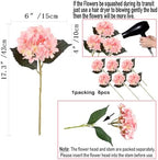 6Pcs 18" Pink Silk Hydrangea Artificial Flowers - Image 2