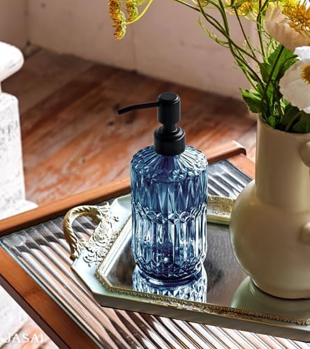 JASAI 18 Oz Blue Soap Dispenser with Black Rust Proof Pump - Image 4