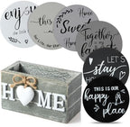 Queekay House Warming Gifts New Home Farmhouse Coasters Set of 6, Gray by Queekay
