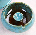 Lependor Ceramic Ashtray with Lids, Windproof, Cigarette Ashtray for Indoor or Outdoor Use，Ash Holder for Smokers,Desktop Smoking Ash Tray for Home Office Decoration - Blue - Image 3