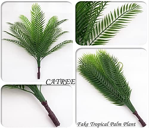 CATTREE Fake Tropical Palm Plant, 2 Pack Artificial Plastic Tree Plants Faux Greenery Leaves Shrubs Boston Fern Bushe for Indoor Outdoor Modern Decoration in Pot for Home Garden Office Wedding Décor - Image 3