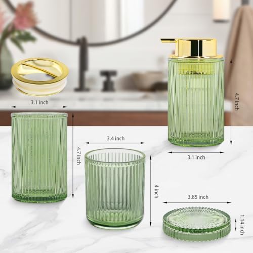 4pcs Green Glass Bathroom Accessories Set - Image 4