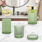 4pcs Green Glass Bathroom Accessories Set - Image 4