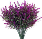 Artificial Plants Fake Lavender Plastic Flowers Faux Shrub Simulation Greenery Leaves Bushes for Indoor Outdoor Home Decor Garden Office Yard Verandah Wedding Decoration Planting Filler Fuchsia 8 Pack - Image 7