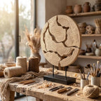 15.75" Modern Abstract Decorative Sculpture, Dining Living Room Desk Decor,Geometric Home Decor Statues,Shelf Top Decor Aesthetics, Wood Grain White - Image 5