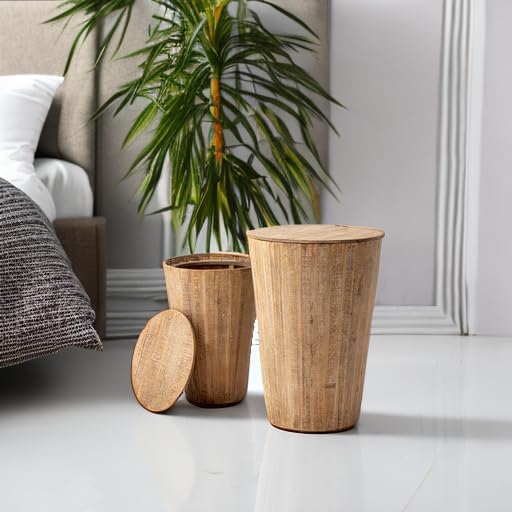 Aoikax Farmhouse Nesting Barrel Side Table, Rustic Space Saving Storage End - Image 5