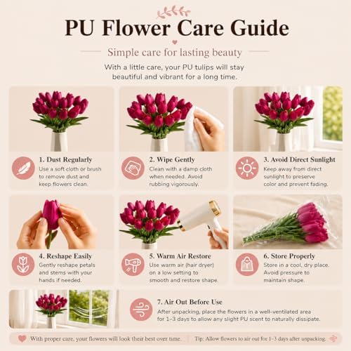 Mandy's 20pcs Artificial Hot Pink Tulips - Image 6