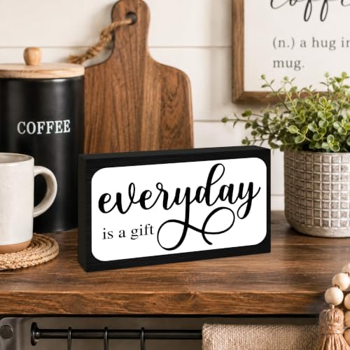 3x5 Inspirational Wooden Block Sign, Everyday Is a Gift, Black - Image 3