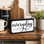 3x5 Inspirational Wooden Block Sign, Everyday Is a Gift, Black - Image 3