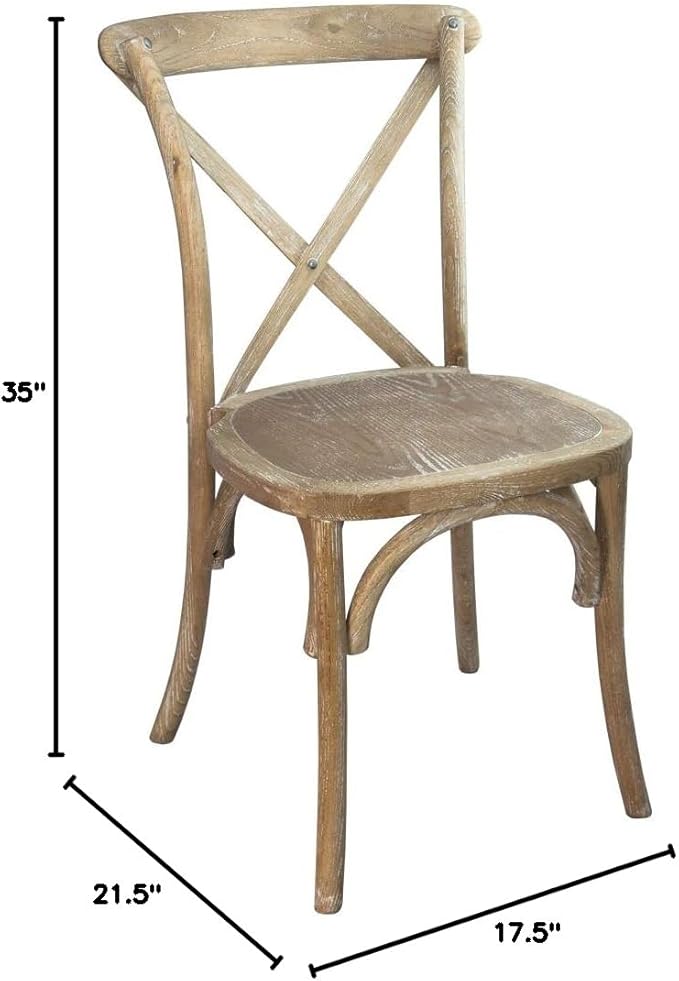 EMMA + OLIVER Natural with White Grain X-Back Chair - Image 2