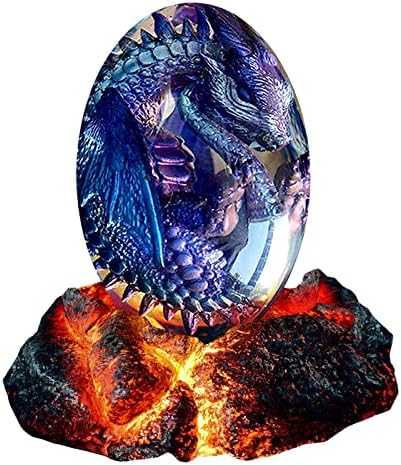 ACOCOFE Dragons Egg, Lava Dragon Egg with Luminous Base, Handmade Sculpture Dragon Eggs Resin Ornaments, Gift for The Holidays, Christmas, Birthdays, Graduation, Back to School (Purple with Base) by ACOCOFE