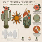 flangairy 3 Pcs Metal Cactus Wall Art, Southwestern Decor for Living Room - Image 4