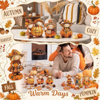 Vicenpal 6 Pcs Fall Thanksgiving Decoration Wooden Scarecrow Pumpkin Decor - Image 4