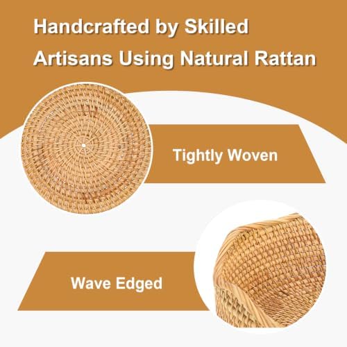 Hipiwe 10.9" Round Key Bowl for Entryway Table Handwoven Rattan Basket Tray - Image 6