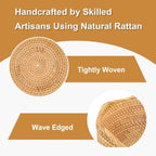Hipiwe 10.9" Round Key Bowl for Entryway Table Handwoven Rattan Basket Tray - Image 6
