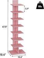 TUTOTAK Bookshelf, 8-Tier Bookcase, Narrow Spine Book Shelf - Image 2