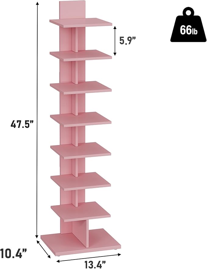 TUTOTAK Bookshelf, 8-Tier Bookcase, Narrow Spine Book Shelf - Image 2