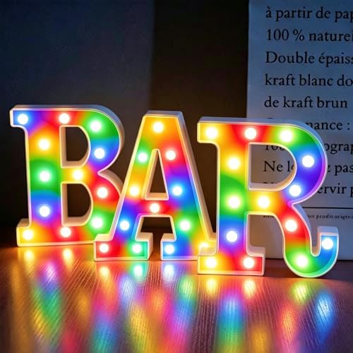 Pooqla BAR Sign for Home Bar Decor, Colorful LED Light Up Bar Sign by Pooqla