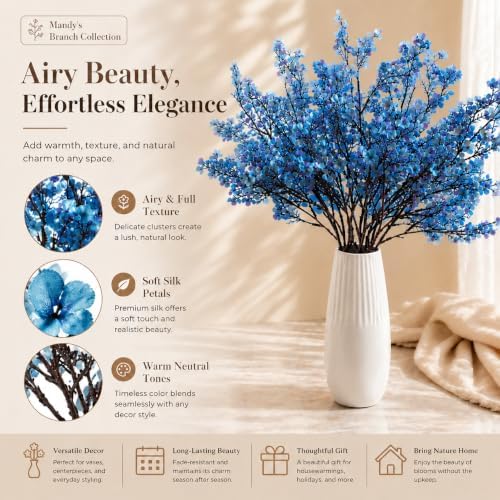 Mandy's 6 Bundles Artificial Royal Blue Baby’s Breath Flowers - Image 2