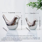 Notakia Silver Bird Figurines Set of 2 Small Bird Statues Home Decor - Image 4