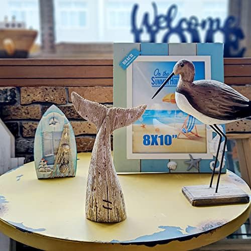 Rustic Wood Whale Tail Decor Nautical Tabletop Decor Beach Coastal Themed - Image 3